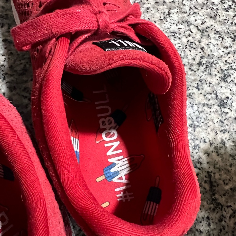 No Bull RACING RED SUEDE TRAINER - Picture 6 of 6